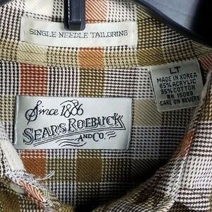 vintage 90s sears roebuck flannel shirt lt plaid workwear grunge soft worn